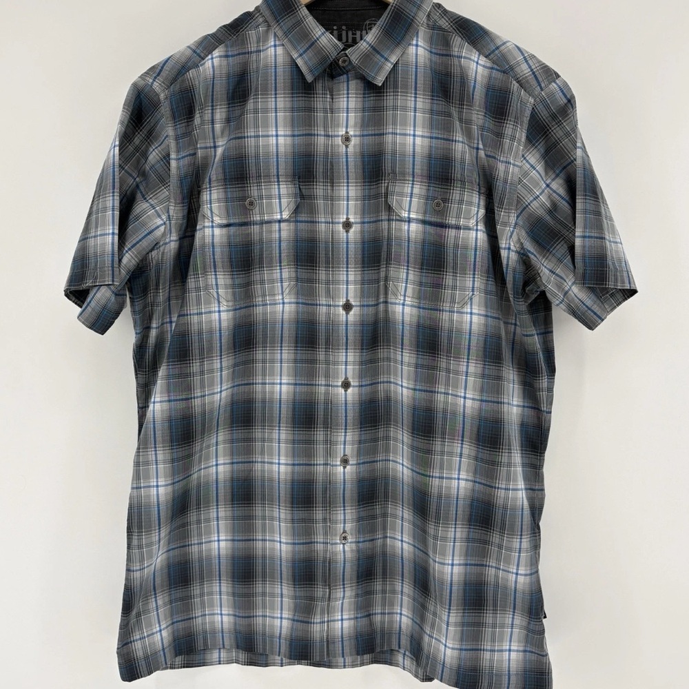 Kuhl Men's Short-Sleeve Plaid Button-Down Shirt - Gray & Blue